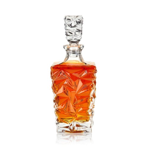 Viski Prism Whiskey Decanter with Stopper, Crystal Liquor Decanter for Bourbon, Scotch, Vodka, Spirits, Wedding Gifts, Man Cave Essentials, Elegant Home Bar Accessories, 29 oz (850 ml)