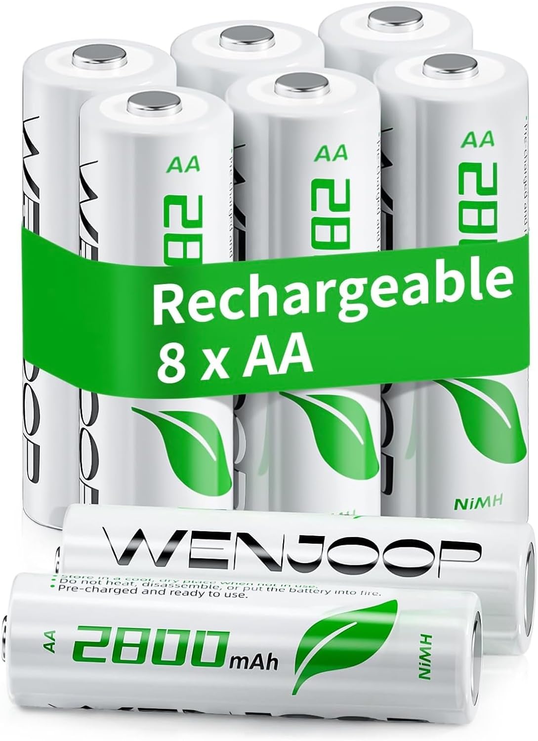 Rechargeable AA Batteries 8-Pack | 2800mAh High-Capacity NiMH | Long-Lasting & Pre-Charged - 1.2V