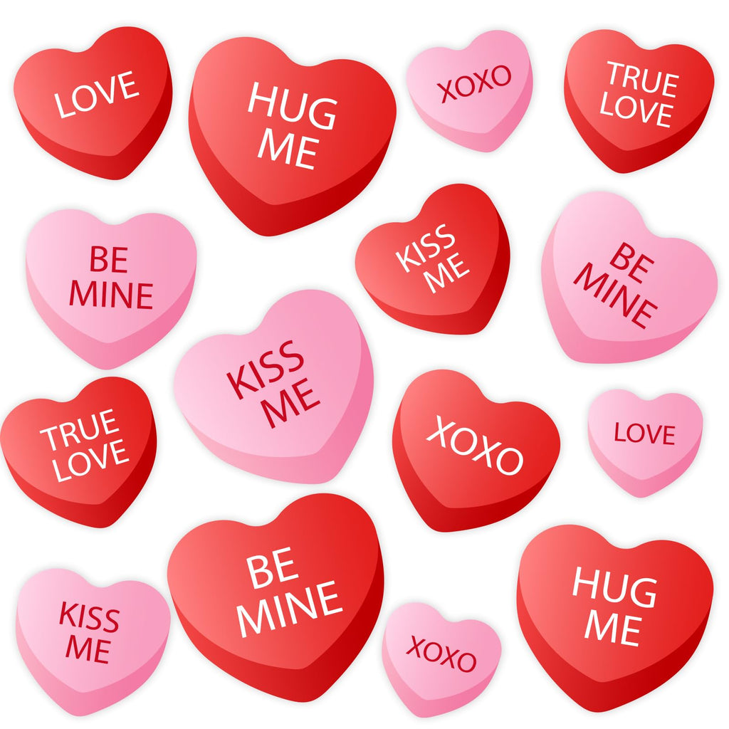 Whaline 15 Pcs Valentine's Day Refrigerator Magnets Magnetic Stickers Red Pink Conversation Heart Magnet for Holiday Refrigerator Metal Garage Door