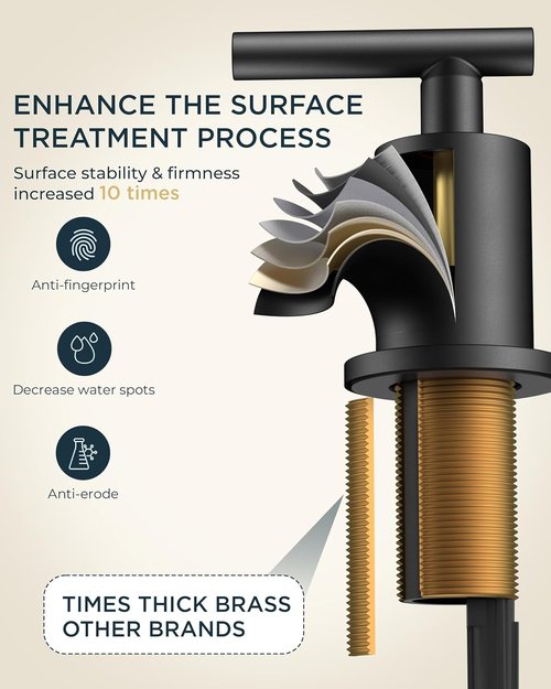 FORIOUS Black Bathroom Faucet - 8 Inch Widespread Matte Black Sink Faucet with 360° Swivel Spout | Includes Pop-Up Drain
