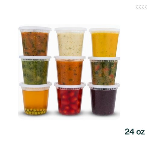 ProTakeOut 24oz [240 set] Heavy Duty Plastic Deli Container | BPA-Free Food Storage with Airtight Leak‑Proof Lids | Microwave, Freezer & Dishwasher Safe – Stackable, Bulk Reusable Soup & Meal Prep Tub