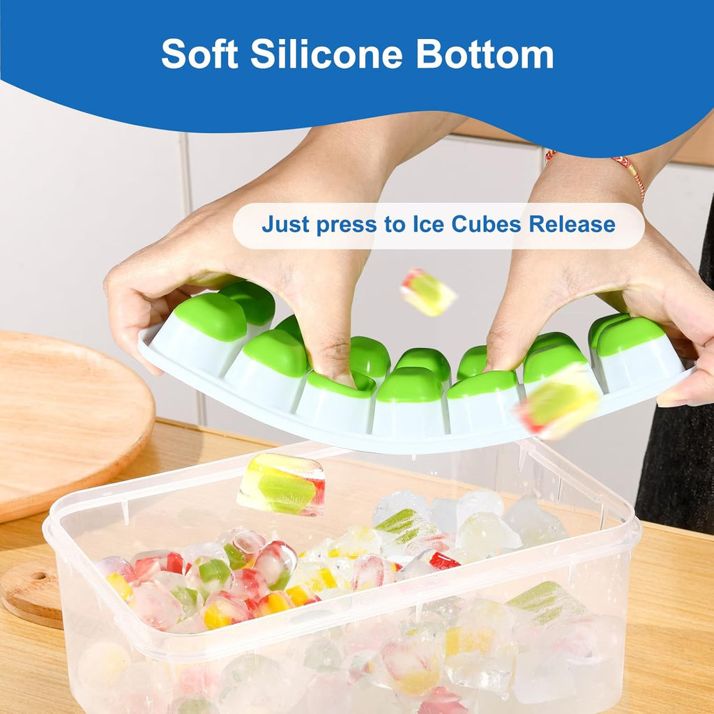 Skiennix Ice Cube Tray - Easy-Release Silicone Ice Cube Molds with Lids | Stackable 3-Pack, BPA-Free