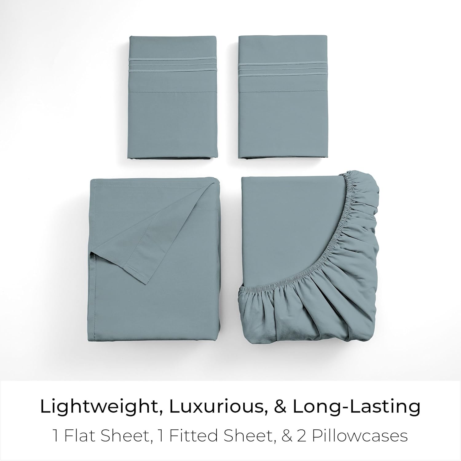 Mellanni Queen Sheets Set - 4 PC Luxury Bedding Collection - Extra Soft, Cooling, Wrinkle Resistant | Spa Blue