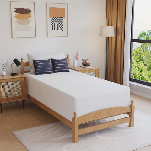 FDW 14-Inch Twin Mattress - Medium Firm Gel Memory Foam | White Bed in a Box | CertiPUR-US Certified, Pressure Relief & Cooling Ventilation
