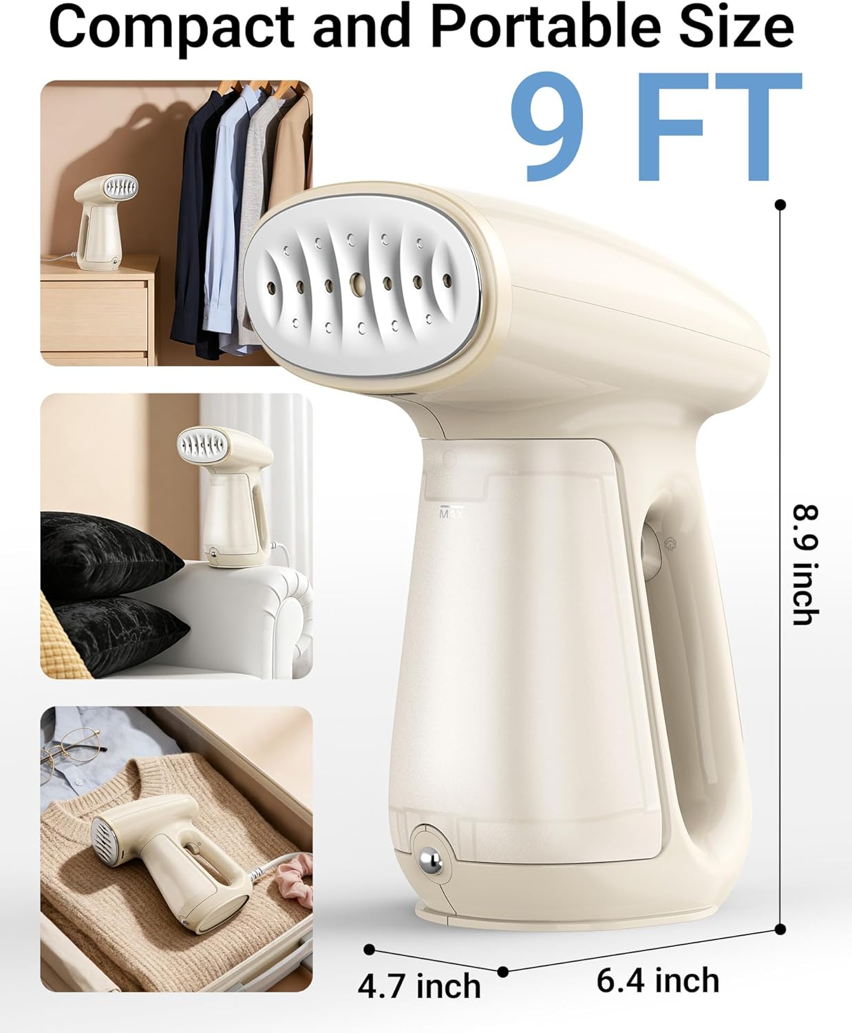 Bear Steamer Handheld Clothes Steamer - 1300W Power, Fast Heat-Up, 230ml Tank | Travel & Home Use