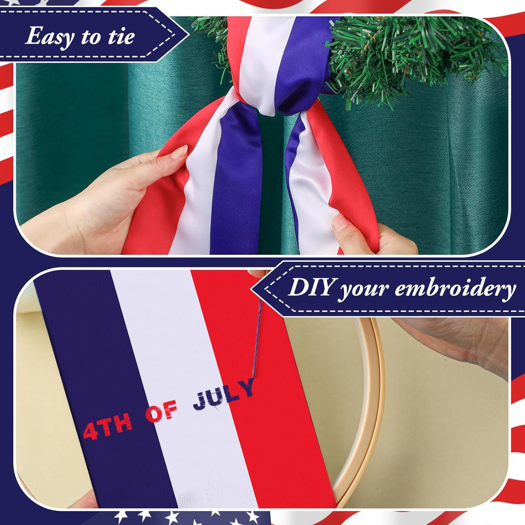 Regine Switzerland Wreath Sash - Satin Blank Sashes for Indoor/Outdoor Decor | Red, White, Blue