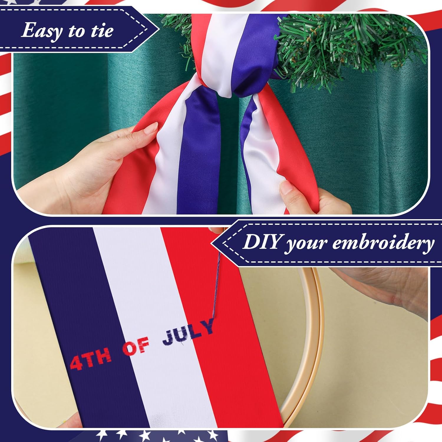 Regine Switzerland Wreath Sash - Satin Blank Sashes for Indoor/Outdoor Decor | Red, White, Blue