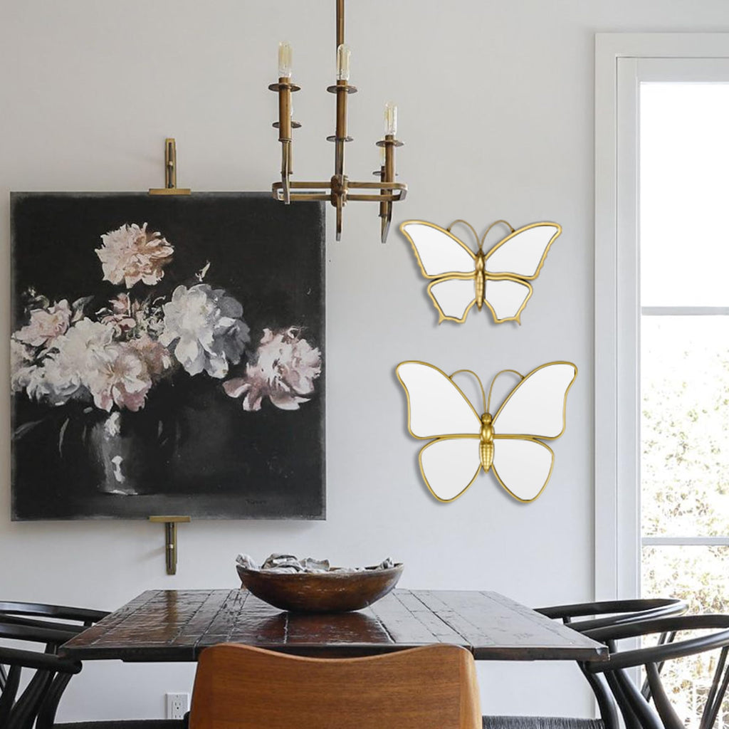 Wartter Decorative Butterfly Wall Mirror with Gold Plastic Frame (9.8 x 6.3 inch)