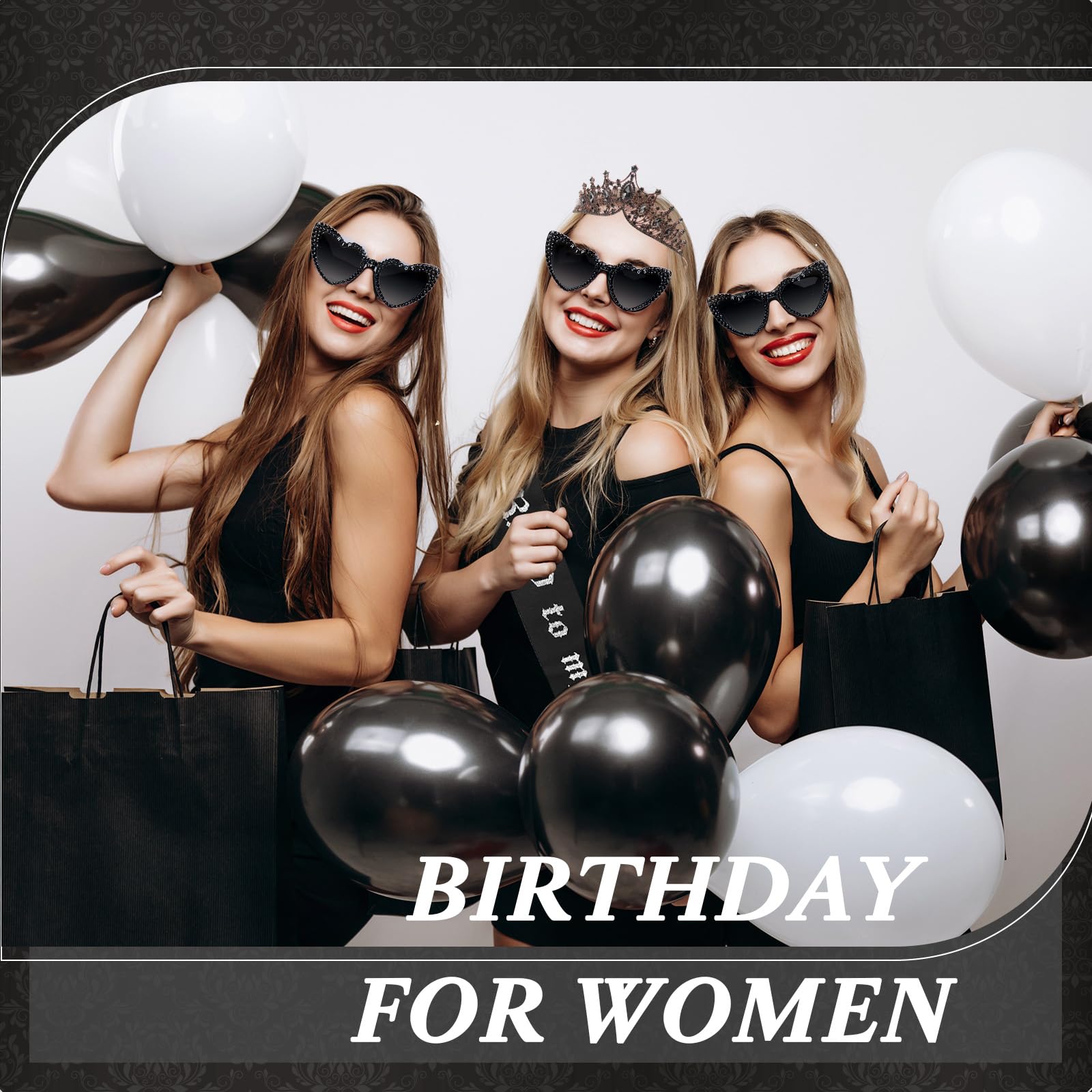 Rip To My 20s Sash And Crown with Sunglasses Set Black Birthday Sash Bronze Gold Crown Birthday Party Accessories for Women 30th Birthdays Glitter Party Favors (Sash&Crown&Sunglasses)