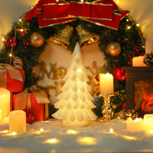 Bdor White Christmas Tree - 11-Inch Tabletop Decor with Lights & Snowflakes | Exquisite Resin Ornaments