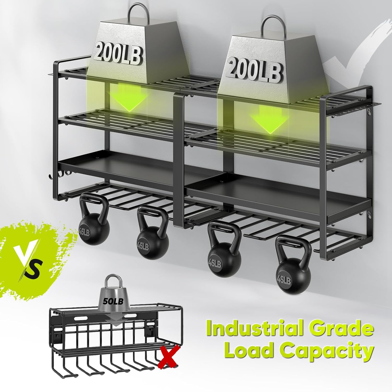 POKIPO Heavy-Duty 33" Power Tool Organizer - Wall Mount for 8 Drills | 400 lbs Capacity, 4-Tier Storage Solution