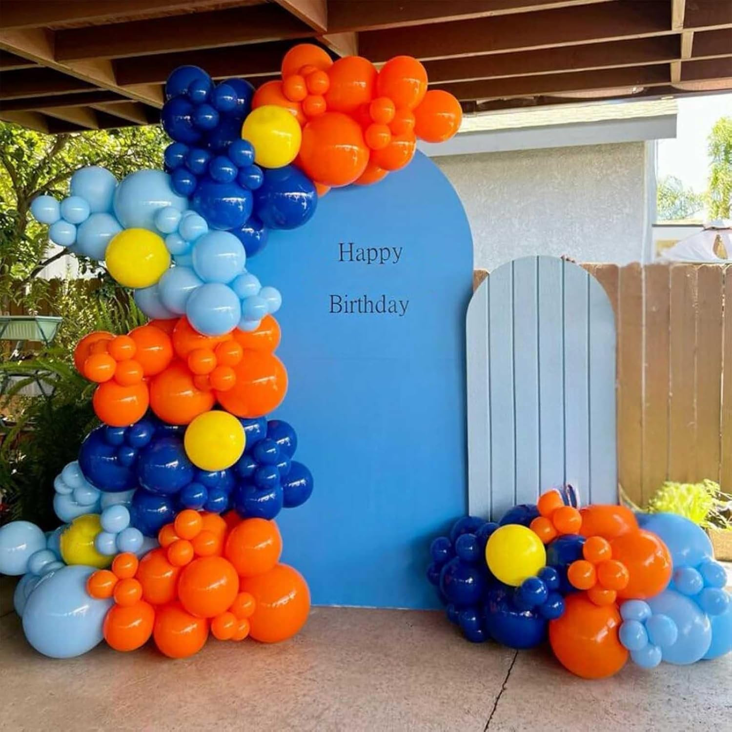 Royal Blue & Matt Orange Balloons by [Brand Name] - 12-Inch Metallic Latex Party Decor for Kids' Anime Birthday
