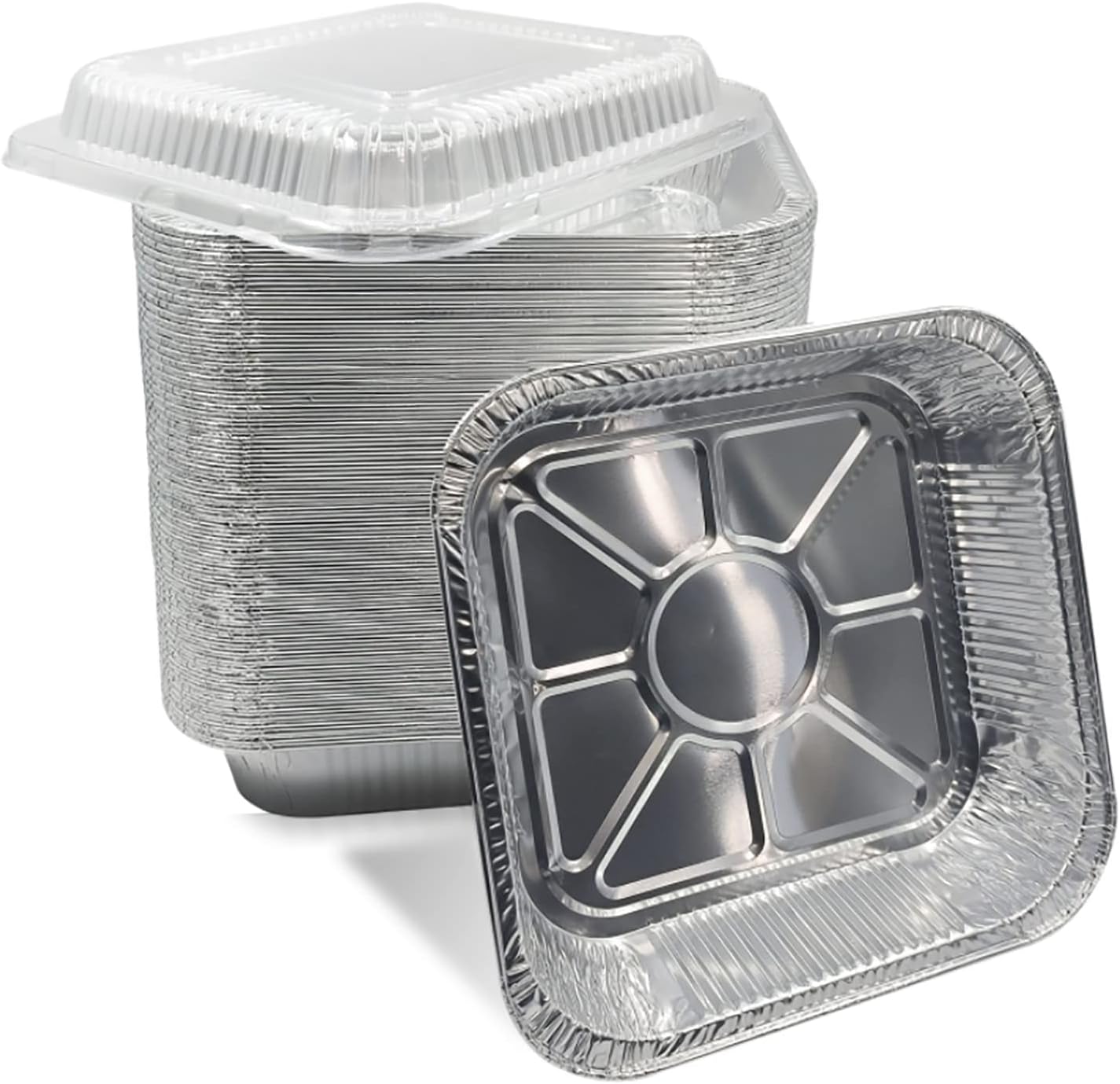 Aluminum Baking Pans by [Brand Name] - 30 Pack 8” x 8” Disposable Foil Containers with Lids | Heavy-Duty & Recyclable