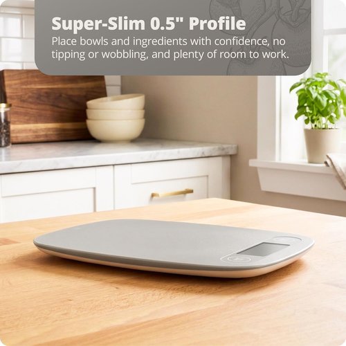 Greater Goods Food Scale - Digital Kitchen Scale with 1g Precision, Easy-Tare & Quick Conversion | Slim & Portable Design for Cooking & Baking