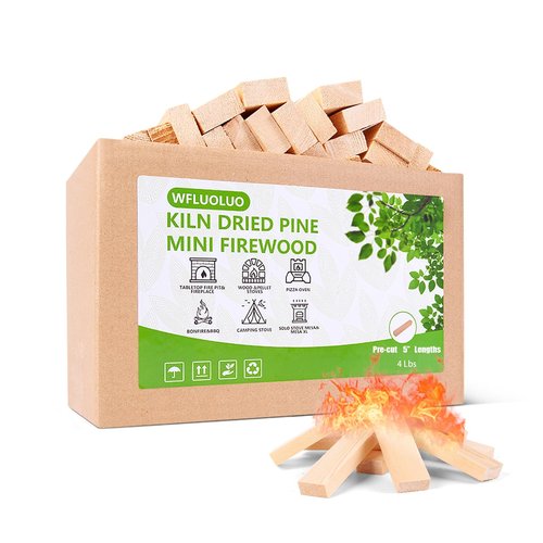 WFLUOLUO Pre-Cut 5'' Lengths Mini Firewood,Pine Kiln Dried Firewood,Small Barkless Kindling Logs,Fire Pit Accessories Prefect for Solo Stove Mesa XL, Tabletop Firepit,Mesa Fire Sticks Wood,4Lbs