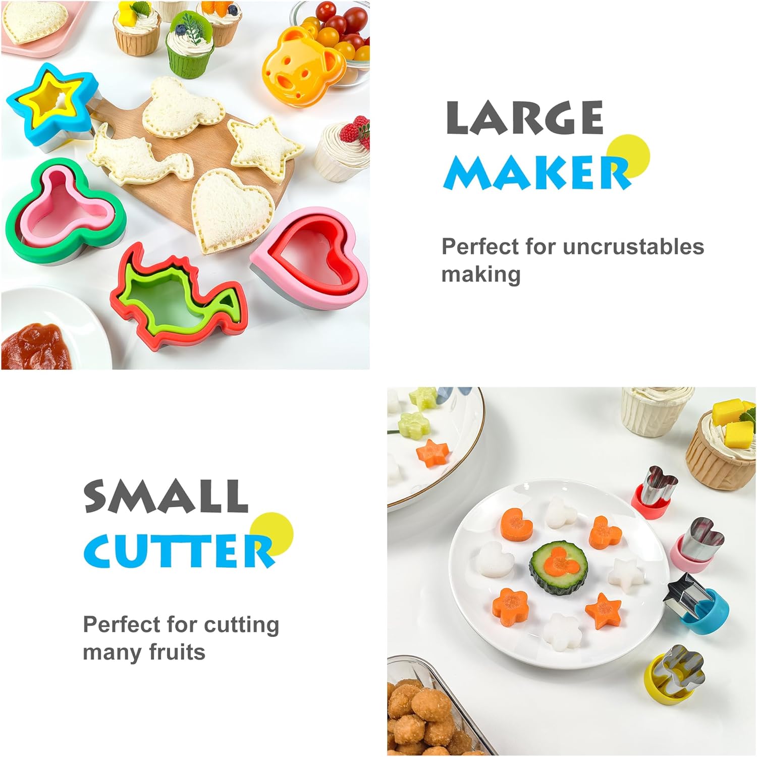 Skiennix Sandwich Cutter and Sealer - 5 PCS Kids Decruster for Fun Lunchbox Bento Box Meals