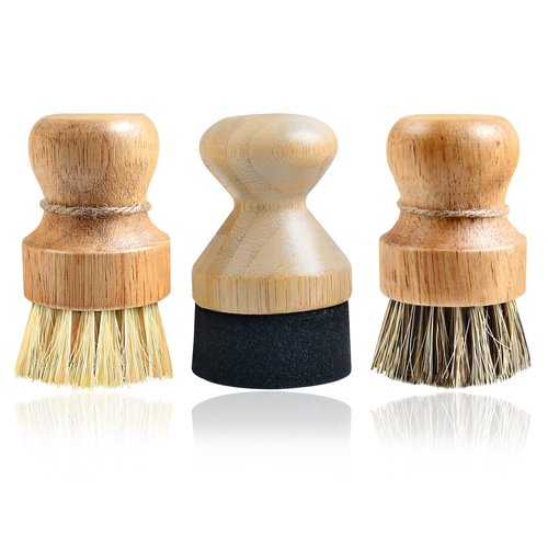LEONTOOL 3 Pcs Cutting Board Oil Wax Applicator and Scrub Brush Set Natural Bamboo Wood Applicator for Mineral Oil Boards, Wooden Butcher Blocks, Spatulas, Spoons, Wooden Worktops, Utensil Care