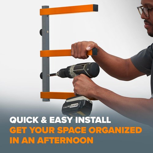 Bora Lumber Storage Rack | 3-Level Wall Mount Wood Organizer - 2 Pack for Garage Efficiency