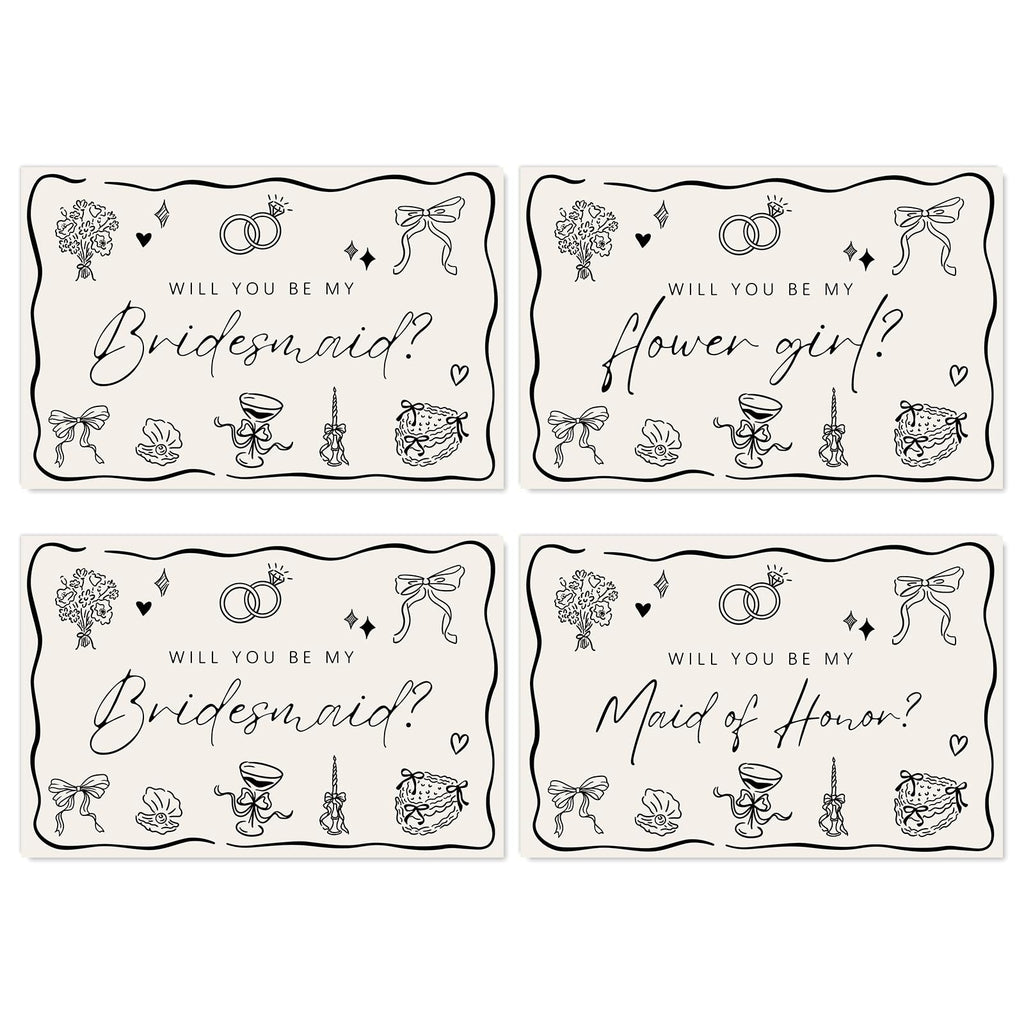 Whaline 12 Pcs Bridesmaid Proposal Cards, Black