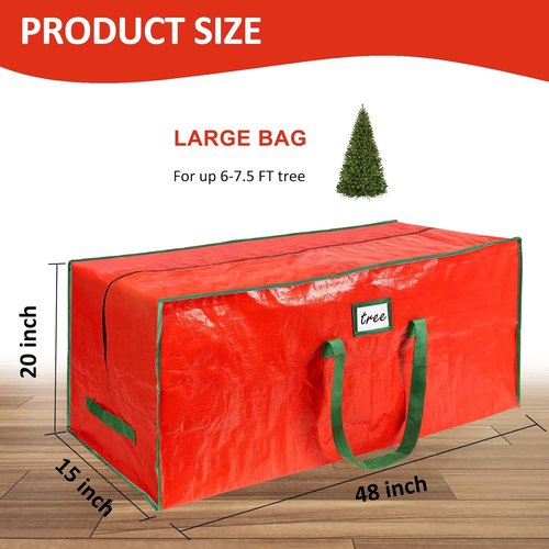 FUCDTEFC Christmas Tree Storage Bag - Large Heavy-Duty Waterproof Container with Reinforced Handles & Dual Zippers (7.5 Ft, Red)