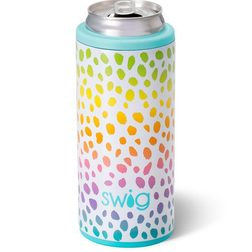 Swig Life Skinny Can Cooler, 12oz Insulated Slim Can Holder, Stainless Steel Cooler, Covers for Tall Beer Bottles, Beach Accessories for Women (Wild Child)