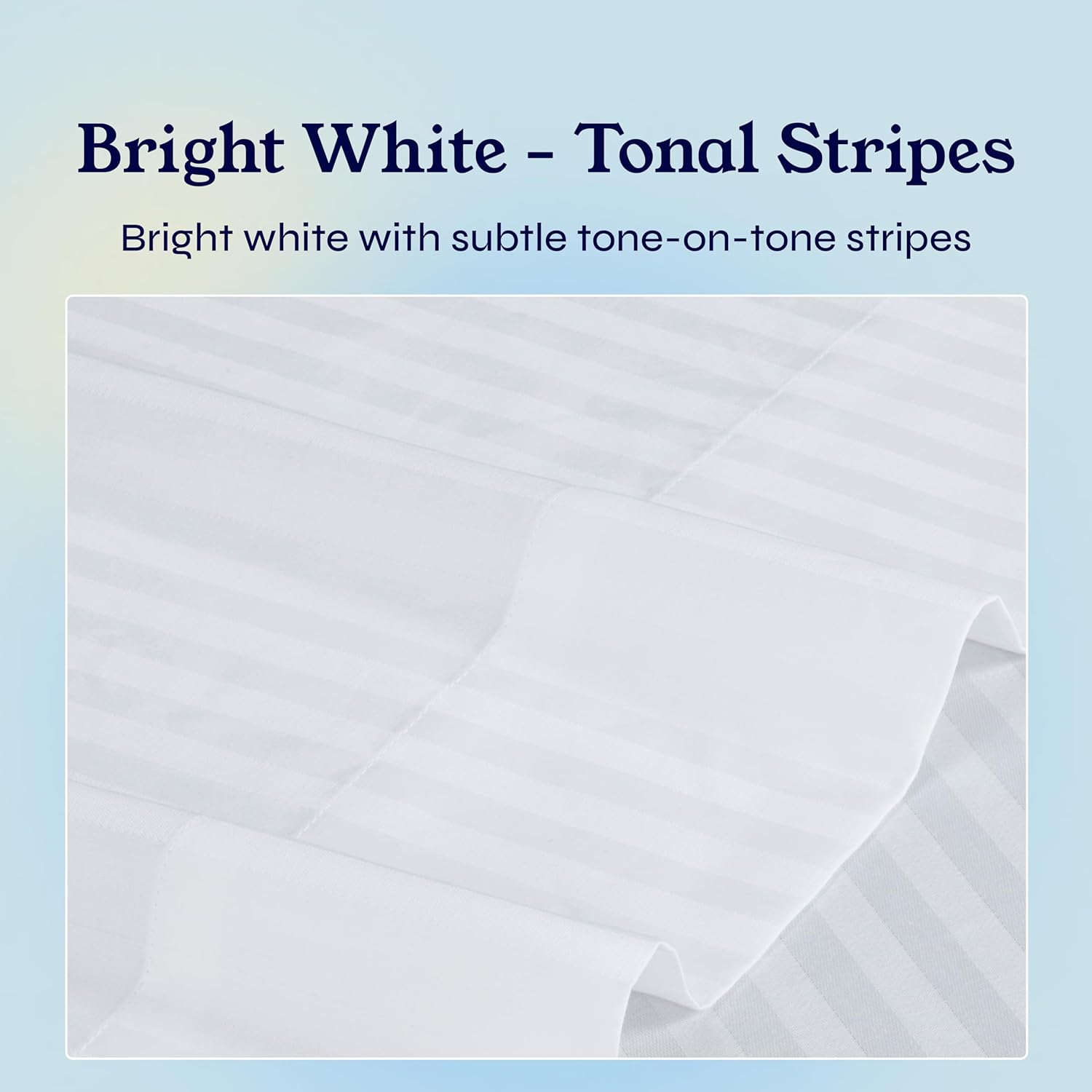 California Design Den King Sheet Set - 100% Soft Cotton, 400 TC, Silky Smooth Sateen, Deep Pockets - Striped White
