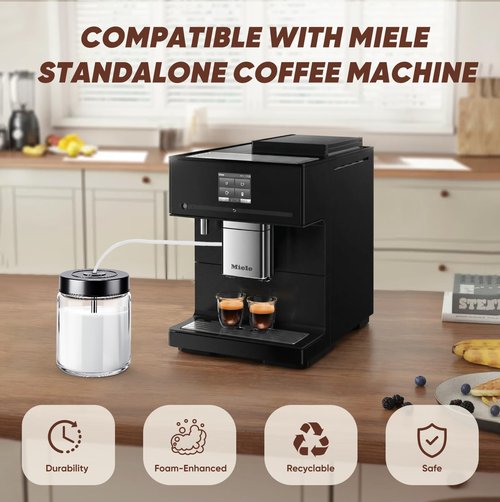 Glass Milk Container for Miele, Compatible with Coffee Machines for Miele 11574240, CM 7750 6360 5300 5310 5510 6160 6350, Milk froth container,Incompatible for Built-in Coffee Makers, Transparent
