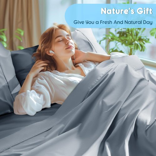 SONORO KATE 100% Egyptian Cotton Sheets Set - 1000 High Thread Count, Luxury 5-Star Hotel Sateen Bed Sheets, Soft, Breathable Long Staple Sheets, Fit up to 16" - 4 PC (French Blue,King)
