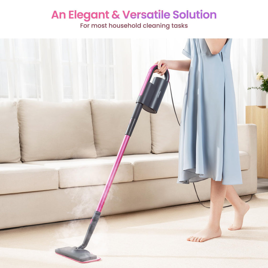 Schenley Steam Mop Cleaner with Detachable Handheld Steamer for Cleaning Hardwood, Laminate Floor, Tiles and Grout, with 14-in-1 Multi-purpose Accessories and Washable Microfiber Pads