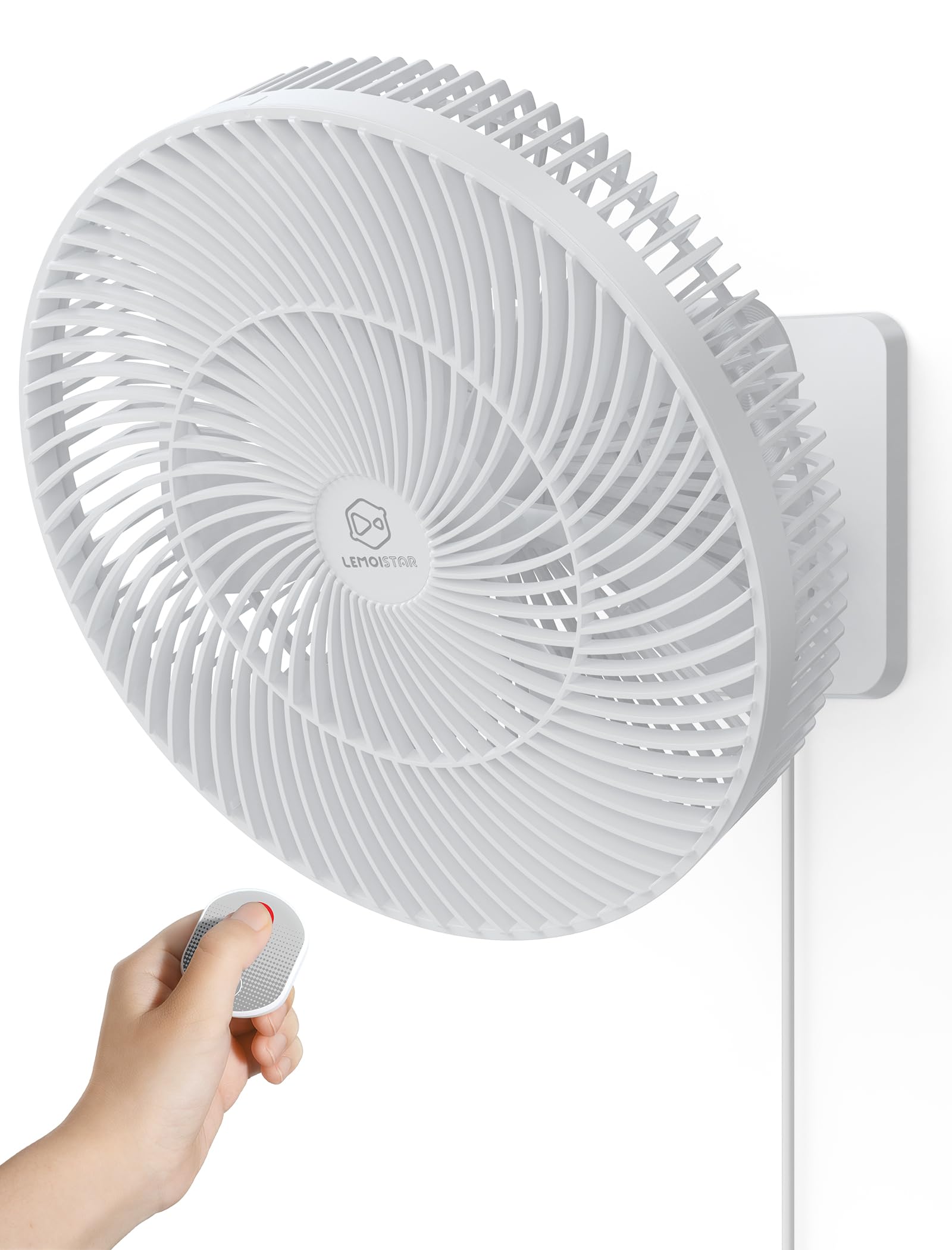12 Inch Oscillating Wall Mount Fan with Remote & Timer, 4-Speed Quiet Indoor Bathroom/RV Fan, 90°Rotation,Adjustable Tilt,8.2ft Cord for Bedroom&Home Cooling, AC Fan for Corner,Garage,Easy Mount/Clean