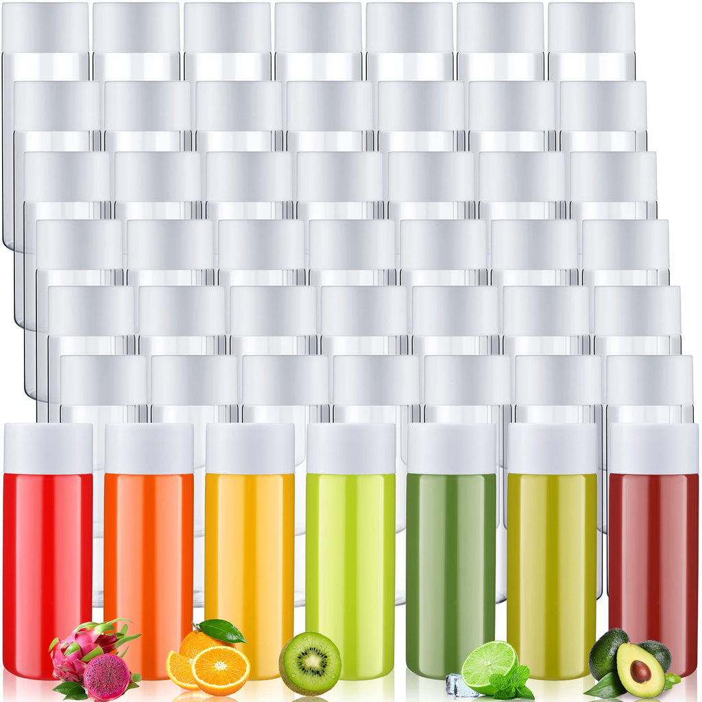Yinder 50 Pack Plastic Juice Bottles Sensory Empty with Lids 10 oz Bulk Reusable Clear Bottles with Caps Smoothie Ideal for Sensory Crafts(White)