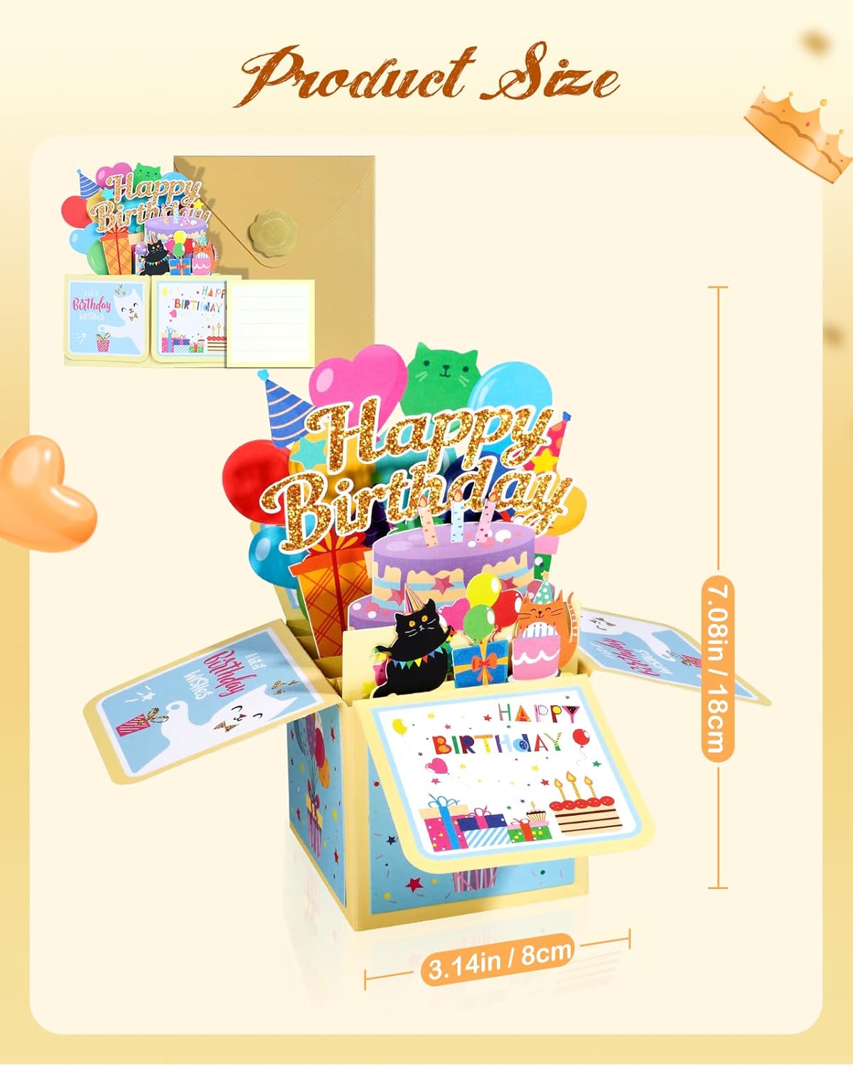 **Regine Switzerland Pop Up Birthday Card - Funny Cat 3D Greeting Card with Envelope | Unique Gift for Cat Lovers**