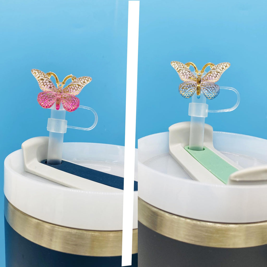 Butterfly Straw Toppers, 12 Pcs Butterfly Straw Cover size 8-10 mm For Stanley Cup 30oz/ 40oz Tumbles, Butterfly Straw Covers Cap Cute Straw Caps for Stanley Cup Keeping Dust