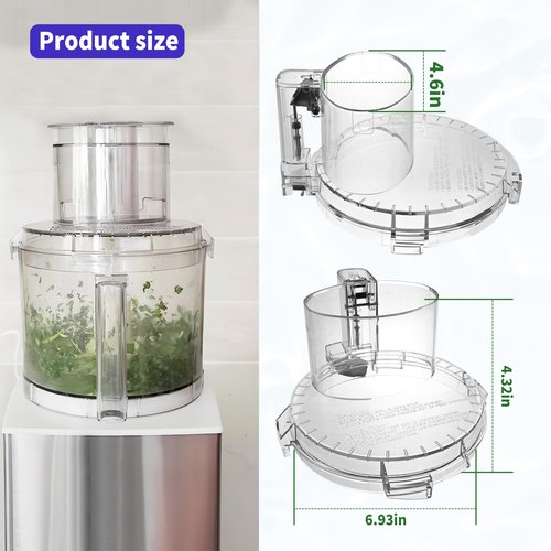 4 Locking Tabs DFP-14NWBCT1 Clear Food Processor Work Bowl Cover Compatible with Cuisinart Tritan Only fits Bowl DLC-005AGTXT1 Fits Model DFP-14, NOTE:This New Lid Only Fits WorkBowl with 4 Tabs