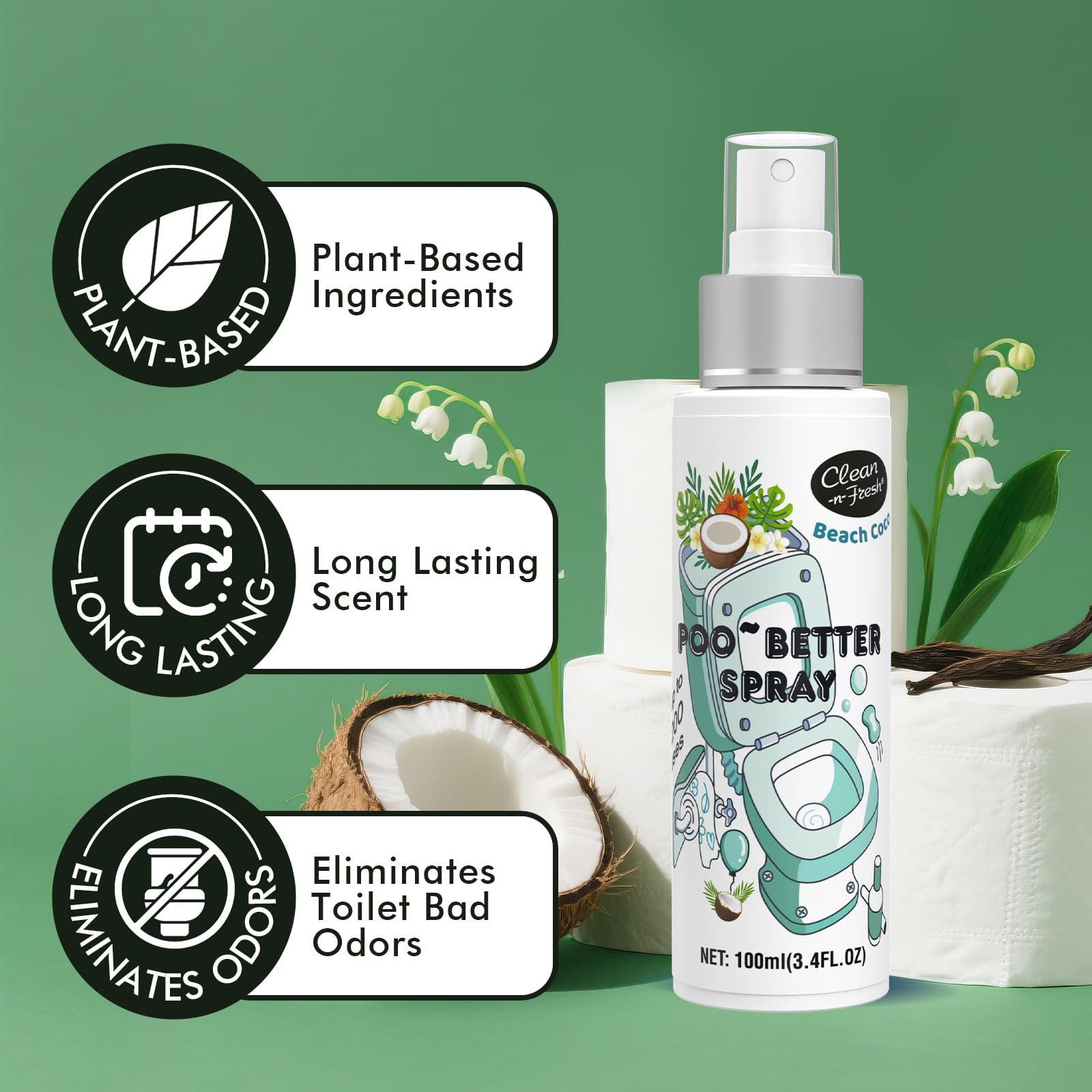 Clean-n-Fresh Toilet Spray, Holiday Pack Gift Set - 6.8 Fl Oz Balsam & Cedar and Bright Berry, Bathroom Odor Deodorizer, Up to 400 Uses