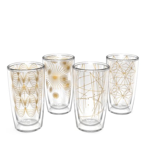 Tervis Midcentury Modern Mid Mod Minimal Collection Made in USA Double Walled Insulated Tumbler Travel Cup Keeps Drinks Cold & Hot, 16oz 4pk, Assorted