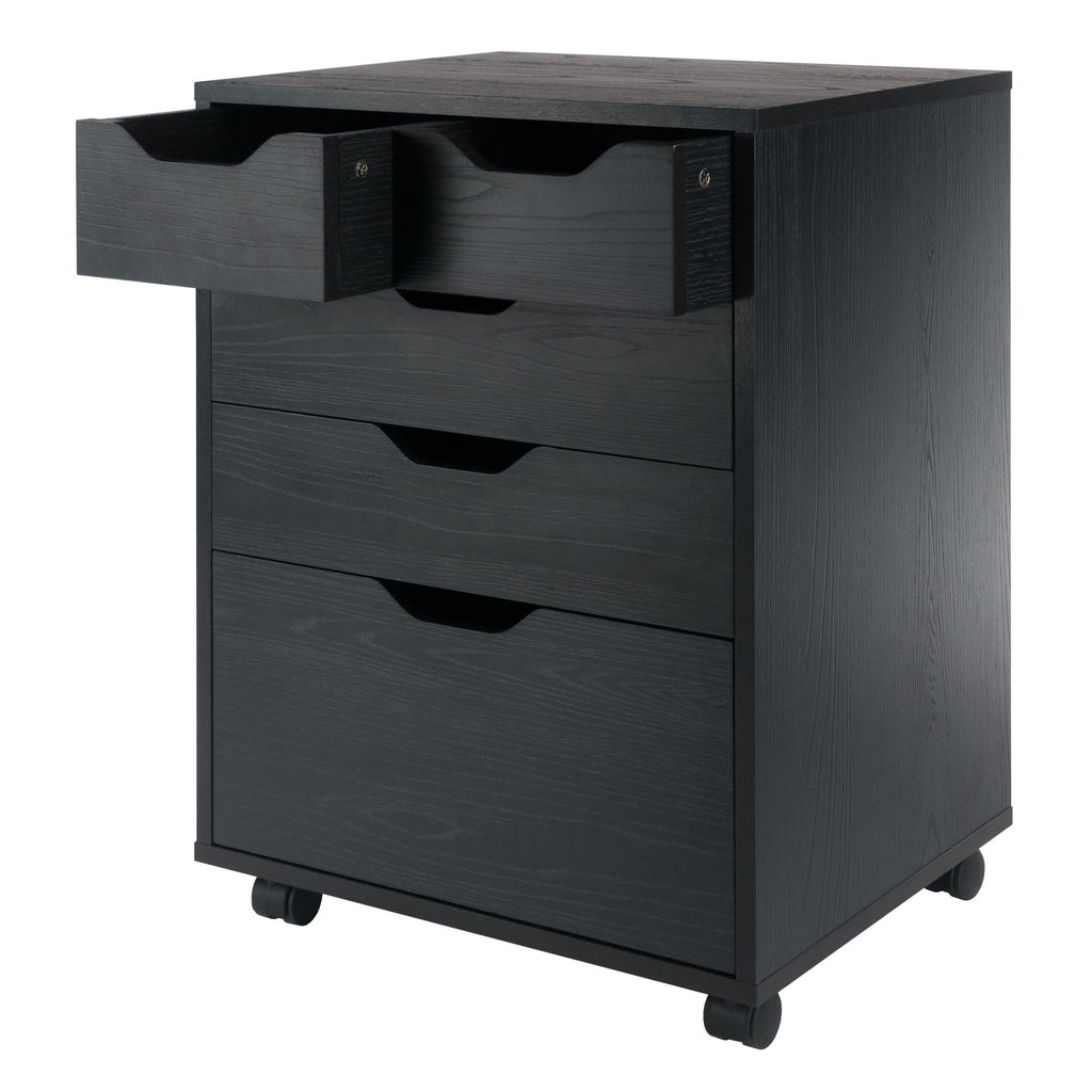 Winsome Halifax Mobile Storage Cabinet with 5 Drawers in Black, Stylish & Functional Home Storage Cabinet for Filing, Kitchen Organization, Moveable Furniture for Office, Dorms, Apartments