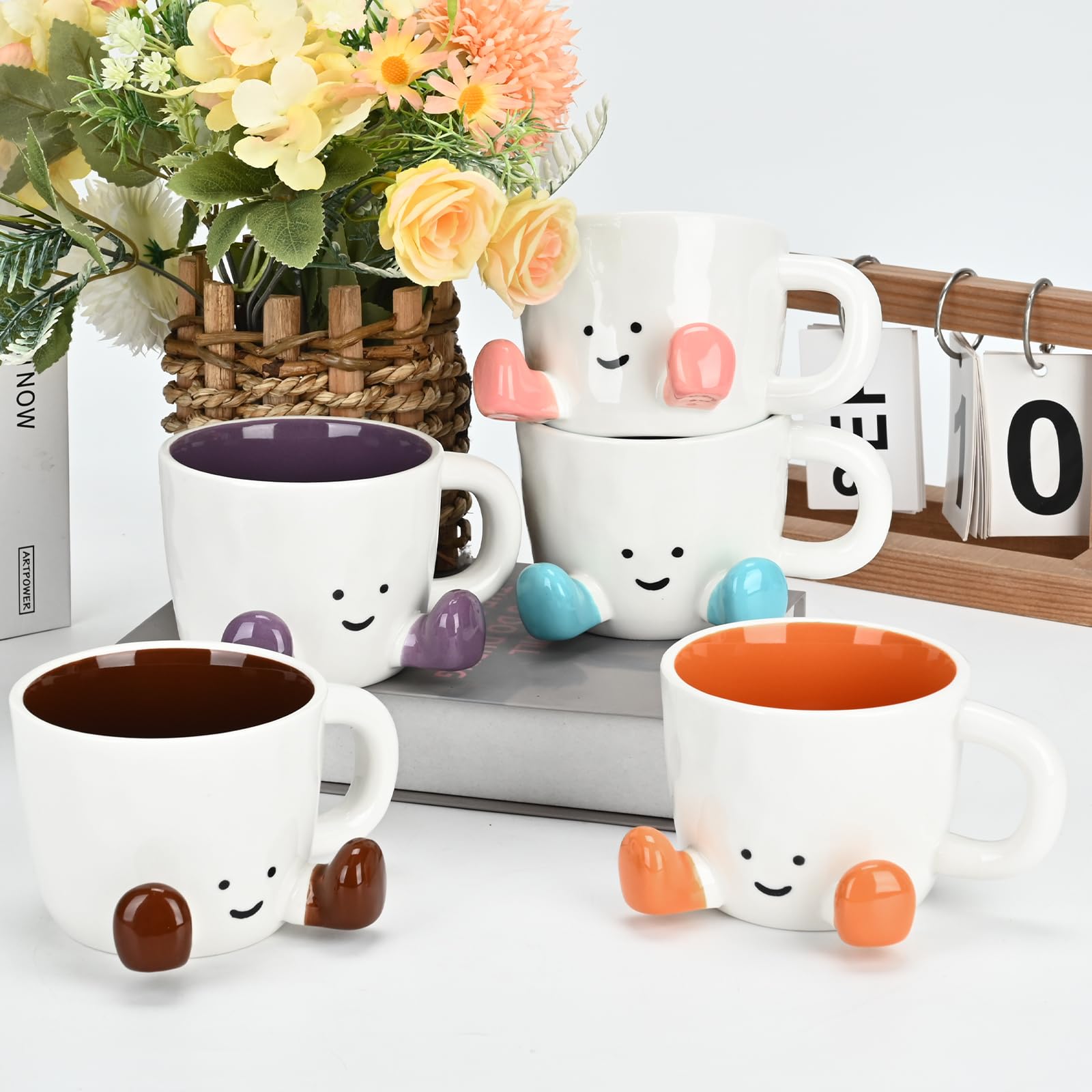 EWCEFIC Coffee Mugs,Cute funny Mug For Women, 12.8oz/380ml Unique Ceramic Coffee Tea Cups, Office Mug Gift (chocolate)