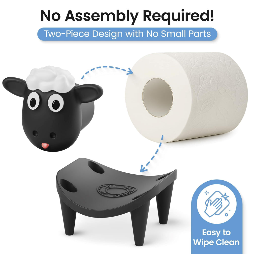 Sheep Toilet Paper Holder 3-Pack, Black Sheep Funny Bathroom Decor, Free Standing Cute Animal Holder, Stylishly Store Extra Toilet Paper, Modern Farmhouse Decor, No Assembly, Funny Gifts