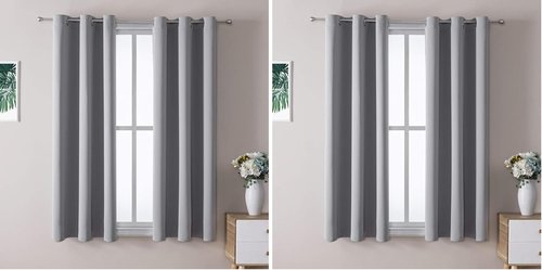 ChrisDowa Grommet Blackout Curtains - Thermal Insulated Room Darkening Panels, Light Grey, 42W x 63L
