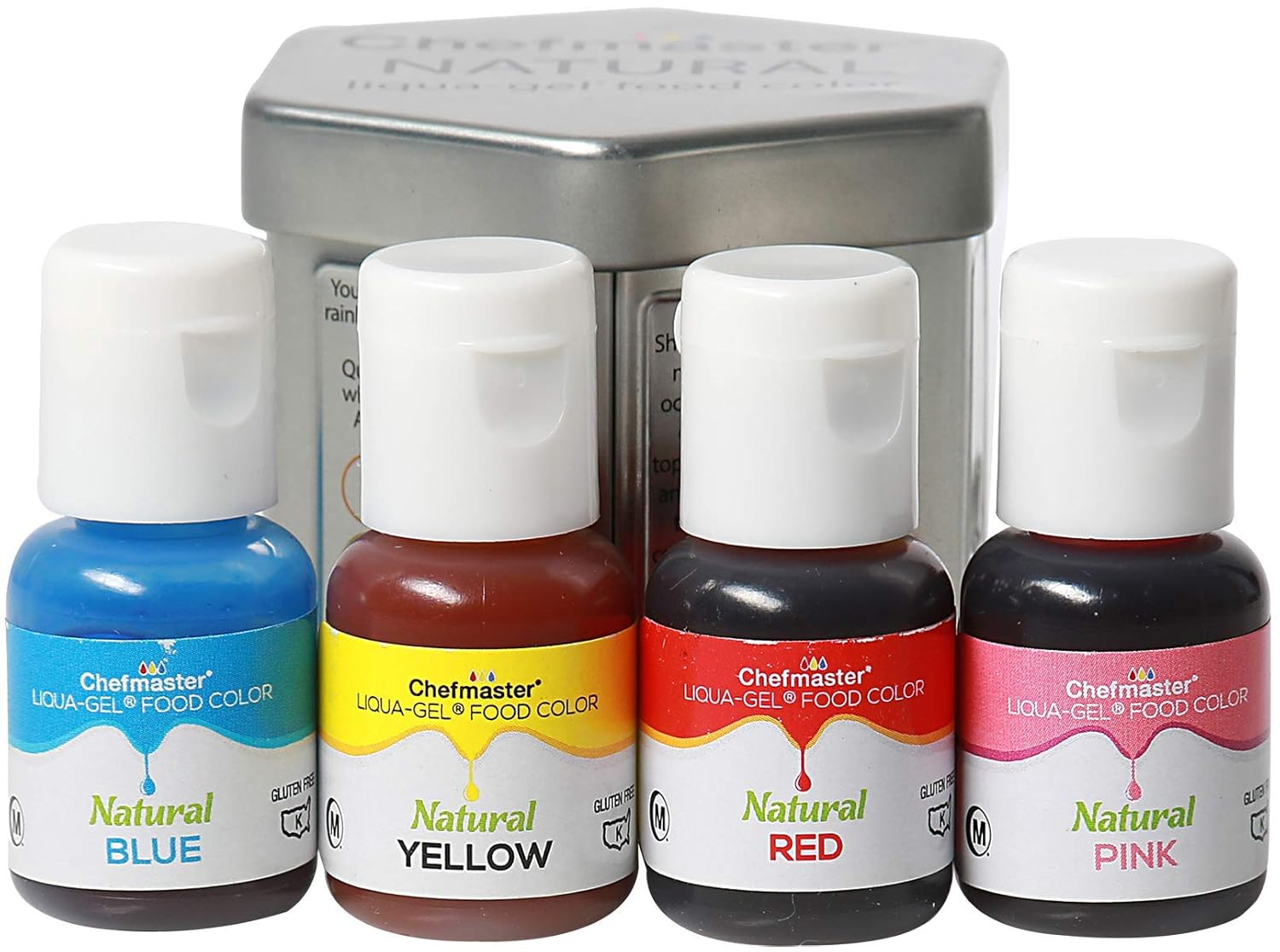 Chefmaster - Natural Liqua-Gel Food Coloring Kit - Plant-Based, Vibrant Colors - 4 Count Pack, Made in the USA