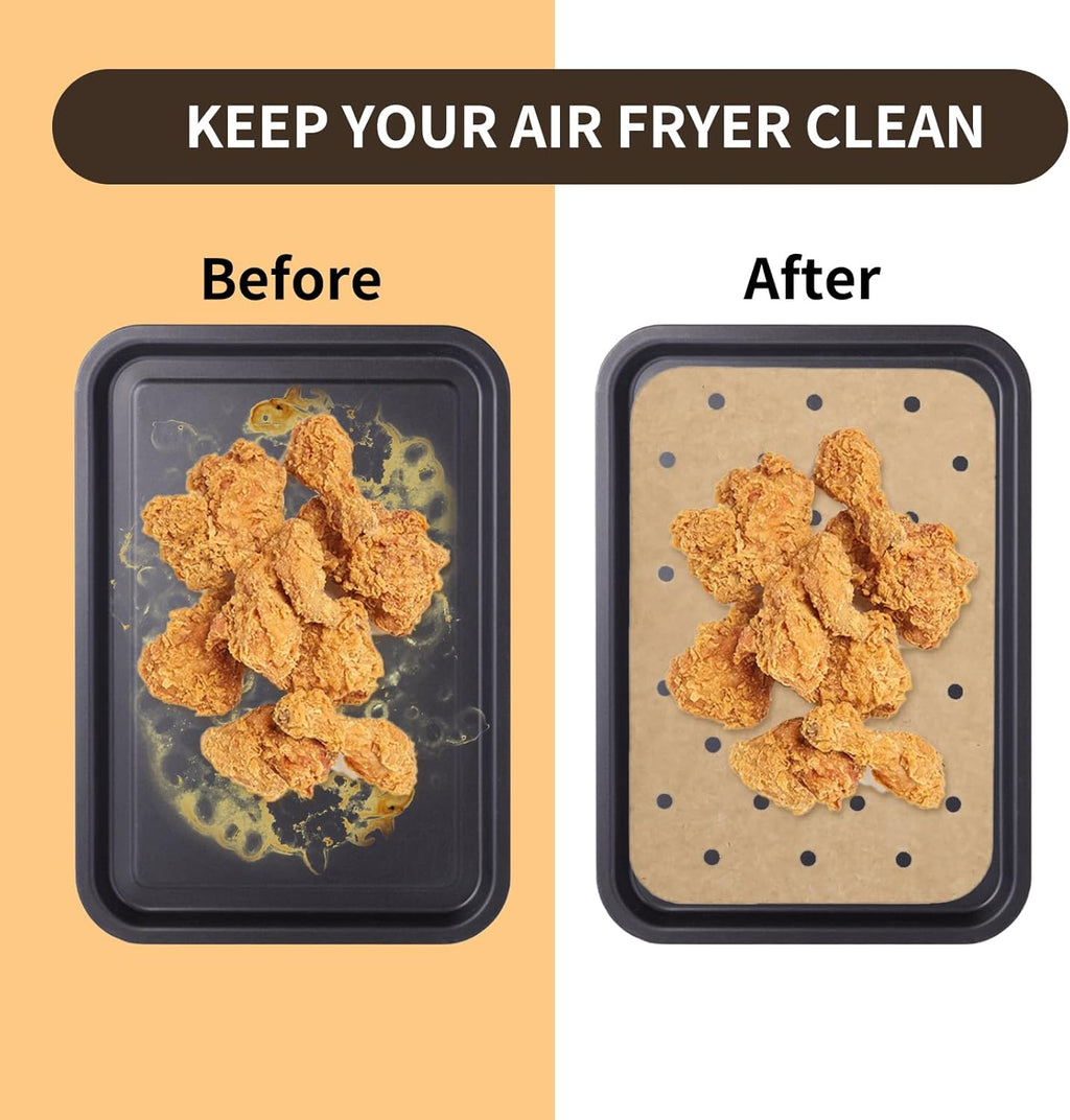 Skiennix Air Fryer Liners - 200 Sheets Non-Stick Parchment Paper for Ninja Dual Foodi & Toaster Ovens