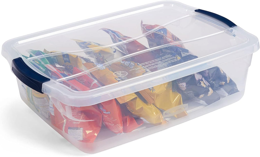Rubbermaid Latching Plastic Storage Totes - Durable, Stackable Design | 12 Pack