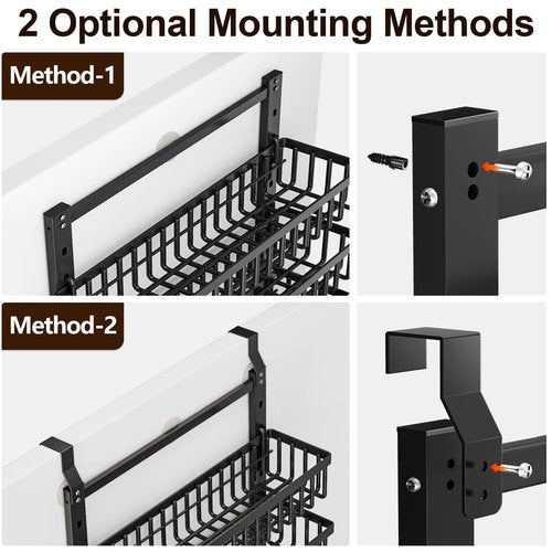 POKIPO 9 Tier Over The Door Pantry Organizer, 2 in 1 Wall Mount or Hanging Spice Rack with Adjustable Basket, Seasoning Organizer and Storage for Kitchen Cabinet Closet Bathroom
