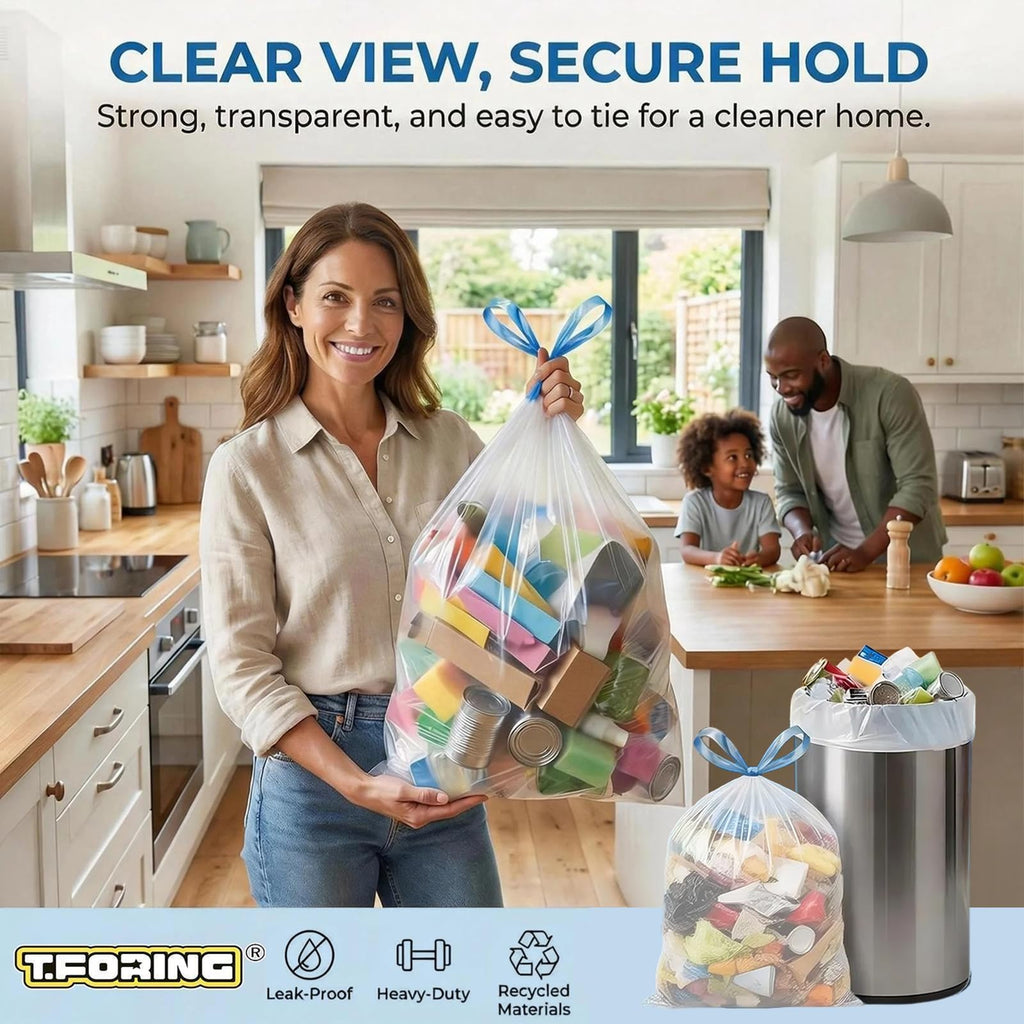 T.FORING Small Trash Bags 4 Gallon with Drawstring, 1.1 Mil 15 Liter White Thick Unscented Small Plastic Garbage Bags for Bathroom, Wastebasket Liners for Toilet Home Office and Bedroom (4 Gal-120)