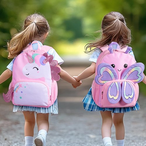 mommore Kids Backpack Preschool Kindergarten Backpack for Girls 4-6 Butterfly Girl Bookbag 15” for Elementary School