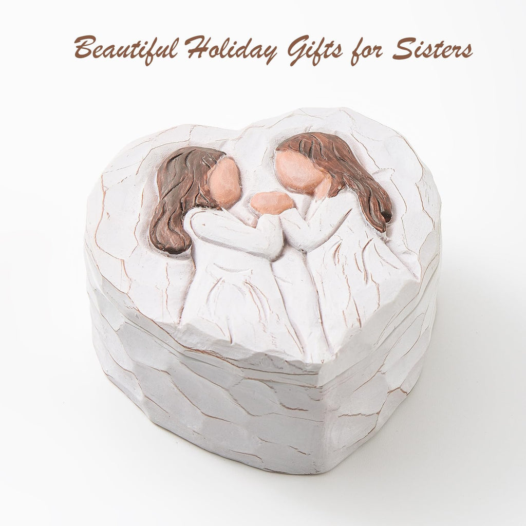 Sister Birthday Gifts, Sister Figurine Small Keepsake Box - Mothers Day Gifts for Sisters, Big Sister Gift from Sisters, Best Friend Friendship Gift - Soul Sister Hand-Painted Decorative Boxes