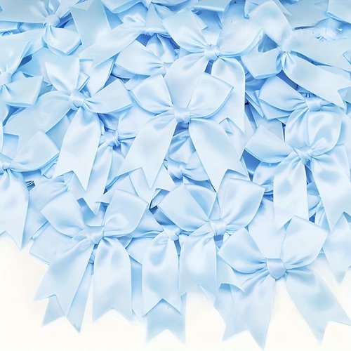Blue Gift Wrap Bows - 50 Elegant Reusable Bows for Gifts, Parties, Weddings & Holidays - Light Blue