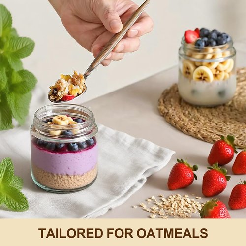qiaomifeng 2 Pack 16oz Glass Jars with Bamboo Lids, Overnight Oats Containers with Airtight Lids, Storage Containers Wide Mouth Mason jars for Salad,Yogurt, Sugar, Snacks, Spices