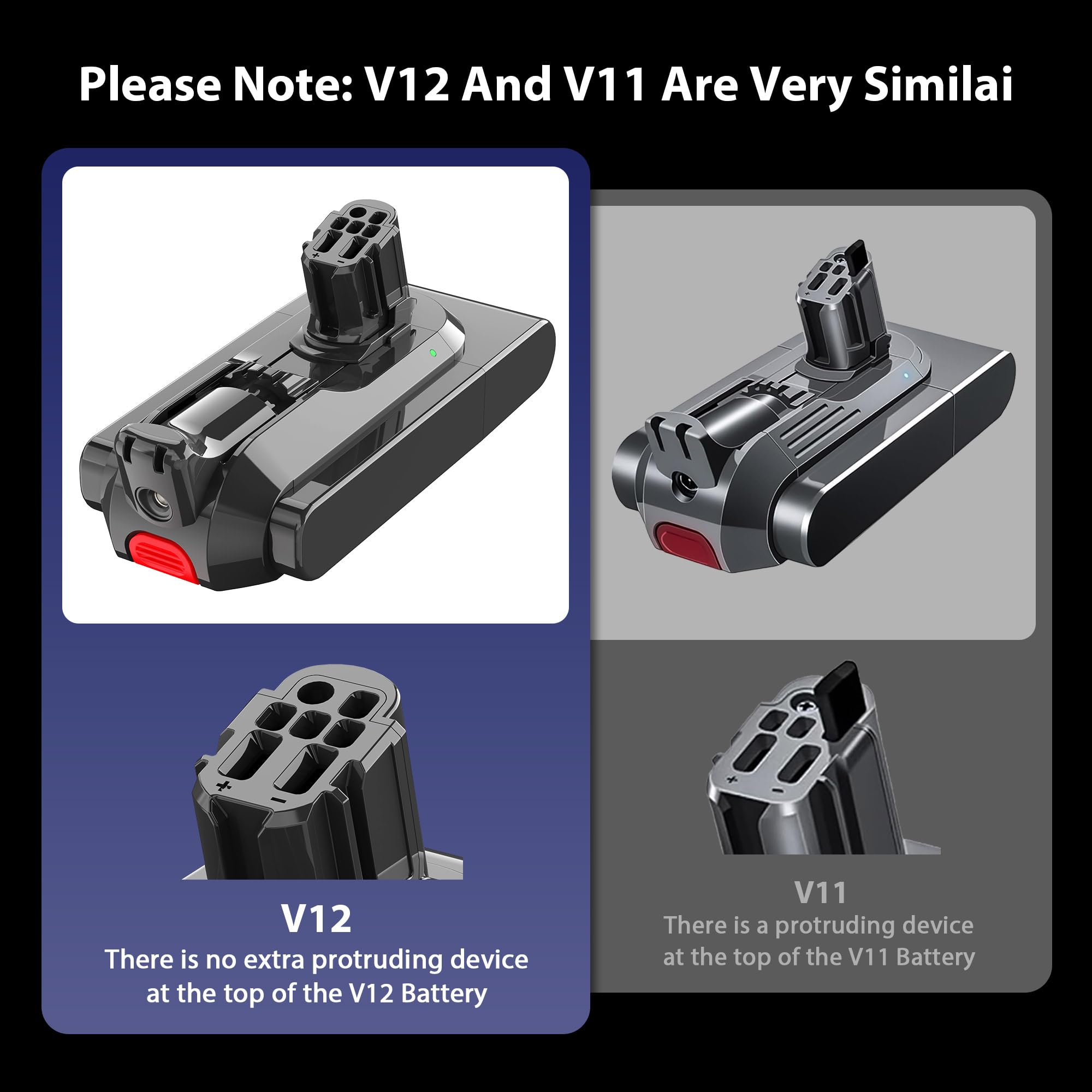 CACITY V12 Battery Compatible with Dyson V12 Detect Series | 4000mAh fit for V12 SV20 SV26 SV30 SV34 SV35 SV46 Vacuum Cleaner (Not for V11 SV12) 965470-01 394167-1 386706-85